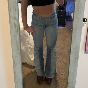 patchwork flare jeans